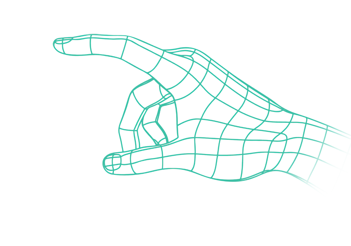 Wireframe hand reaching out